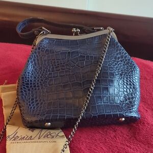 Patricia Nash Navy Croc-Embossed Crossbody Bag